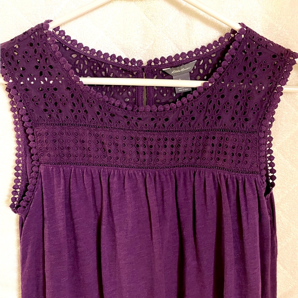 Eddie Bauer Purple Eyelet Top